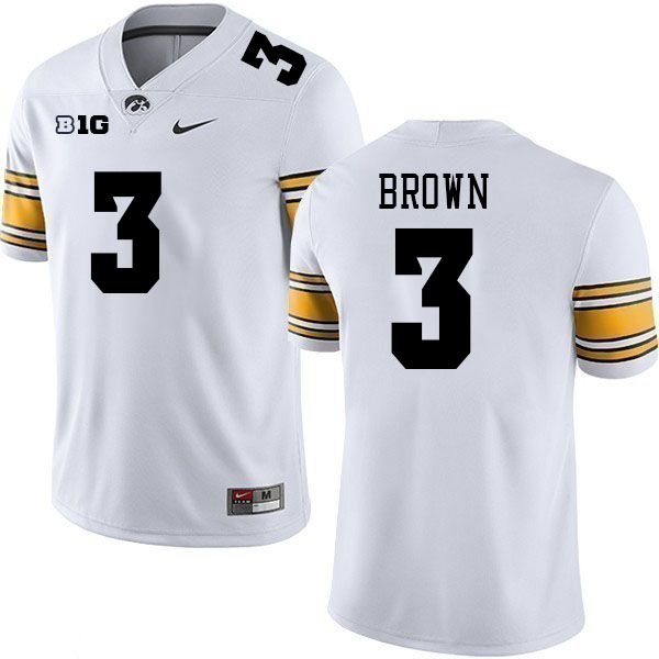 Iowa Hawkeyes #3 Kaleb Brown College Football Jerseys Stitched Sale-White